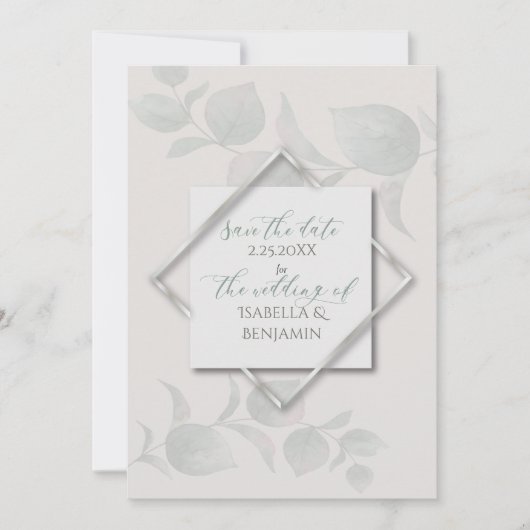 シルバーセージユーカリ日付を保存2 招待状 (正面)