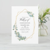 シルバーセージ幾何学的ユーカリ結婚スの写真 招待状 (スタンド正面)