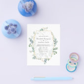 シルバーセージ幾何学的ユーカリ結婚式の招待 チラシ (シングル)