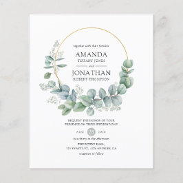 シルバーセージ幾何学的ユーカリ結婚式の招待 チラシ