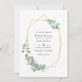 シルバーセージ幾何学的ユーカリQRコード結婚ズ 招待状 (正面)