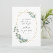 シルバーセージ幾何学的ユーカリQRコード結婚ズ 招待状 (スタンド正面)