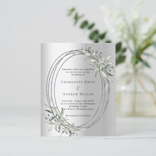 シルバーセージ緑の結婚式招待状 (スタンド正面)