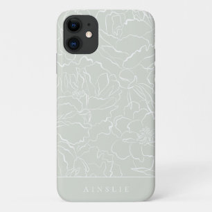 シルバーセージ フローラル パーソナライズデザイン iPhone 11 ケース