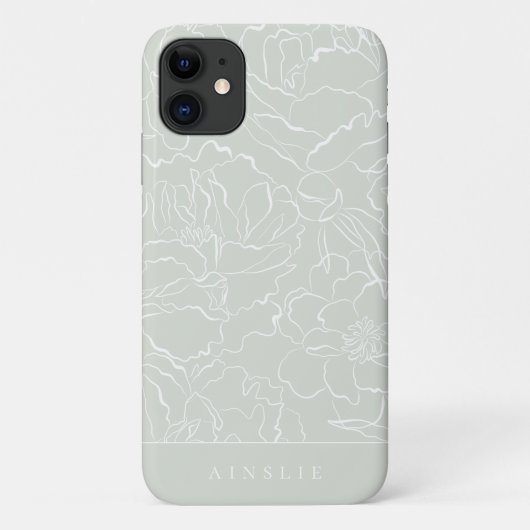 シルバーセージ フローラル パーソナライズデザイン Case-Mate iPhoneケース (裏面)