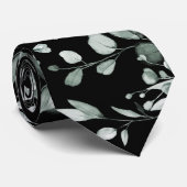 シルバーセージ&ブラックユーカリ結婚グリーナリー ネクタイ (ロール)