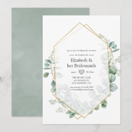 シルバーセージ ユーカリ ジオメトリック ブライズメイド ランチ 招待状