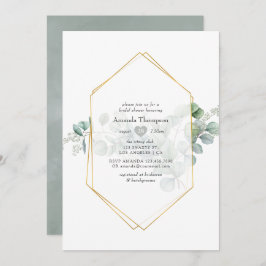 シルバーセージ ユーカリ 幾何学的な ブライダルシャワー 招待状
