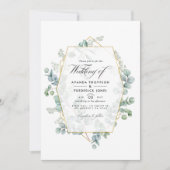 シルバーセージEucalyptus幾何結婚的な写真 招待状 (正面)