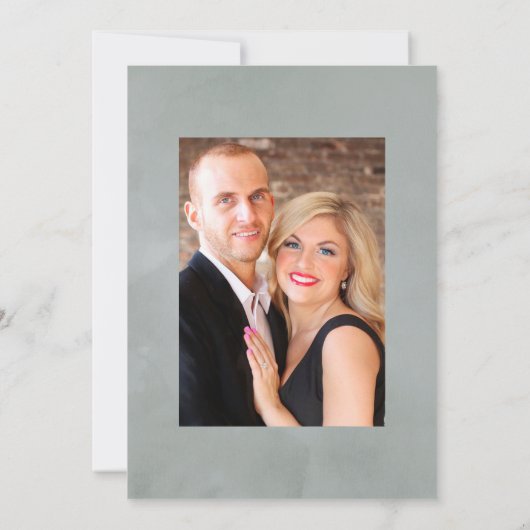 シルバーセージEucalyptus幾何結婚的な写真 招待状 (裏面)