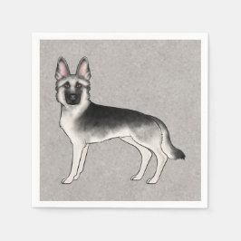 シルバーセーブルジャーマンシェパードのかわいいキャラクター スタンダードカクテルナプキン