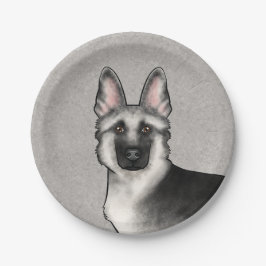 シルバーセーブルジャーマンシェパード かわいい犬の顔 ペーパープレート