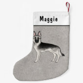 シルバーセーブルドイツの羊飼い漫画の犬と名前 スモールクリスマスストッキング (裏面)