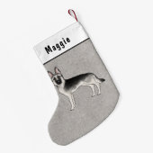 シルバーセーブルドイツの羊飼い漫画の犬と名前 スモールクリスマスストッキング (裏面 (吊り時))