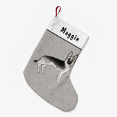 シルバーセーブルドイツの羊飼い漫画の犬と名前 スモールクリスマスストッキング (正面 (吊り時))