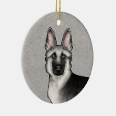 シルバーセーブルドイツの羊飼い漫画の犬の頭 セラミックオーナメント (右)