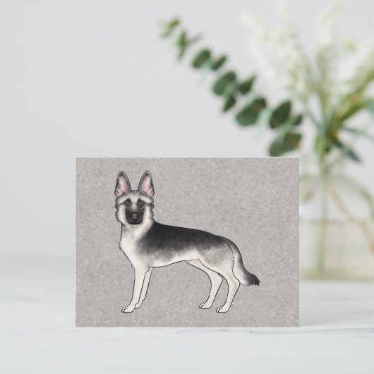 シルバーセーブルドイツの羊飼い漫画GSDドッググレー ポストカード (スタンド正面)