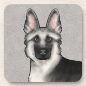 シルバーセーブルドイツの羊飼い犬のヘッドクローズアップ コースター (正面)