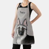 シルバーセーブルドイツの羊飼い犬の頭と名前 エプロン (インサイチュ)