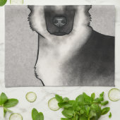 シルバーセーブルドイツの羊飼い犬の頭と名前 キッチンタオル (折り畳み)