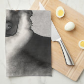 シルバーセーブルドイツの羊飼い犬の頭と名前 キッチンタオル (四つ折り)