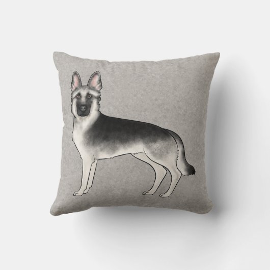 シルバーセーブルドイツシェパードかわいい漫画の犬 クッション (裏面)
