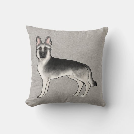 シルバーセーブルドイツシェパードかわいい漫画の犬 クッション (正面)