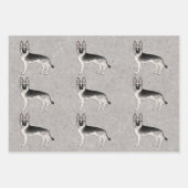 シルバーセーブルドイツシェパードかわいい漫画の犬 ラッピングペーパーシート (正面)