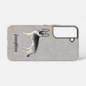 シルバーセーブルドイツシェパードかわいいGSD犬と文字 SAMSUNG GALAXYケース (裏面横)