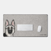 シルバーセーブルドイツシェパードの頭及び名前をカスタムする デスクマット (キーボード&マウス)