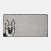 シルバーセーブルドイツシェパードの頭及び名前をカスタムする デスクマット (正面)
