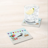 シルバーセーブルドイツシェパードドッグカラフル誕生日 スクエアペーパーコースター (インサイチュ)