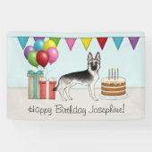 シルバーセーブルドイツシェパードドッグハッピーバースデー 横断幕 (横)