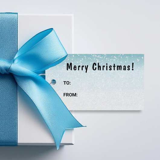 シルバーセーブルドイツシェパードブルーウィンタークリスマス ギフトタグ