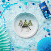 シルバーセーブルドイツシェパードブルーウィンターフォレスト ペーパープレート (パーティー)