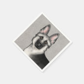 シルバーセーブルドイツシェパード可愛い犬の頭 スタンダードカクテルナプキン (角)