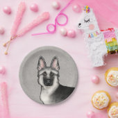 シルバーセーブルドイツシェパード可愛い犬の頭 ペーパープレート (パーティー)