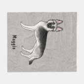 シルバーセーブルドイツシェパード犬とカスタム文字 フリースブランケット (正面(横))