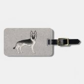 シルバーセーブルドイツシェパード犬とカスタム文字 ラゲッジタグ (正面横)
