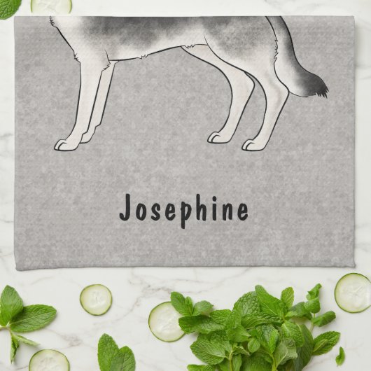 シルバーセーブルドイツシェパード犬と名前をカスタムする キッチンタオル (折り畳み)