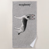 シルバーセーブルドイツシェパード犬と名前をカスタムする ビーチタオル (正面)