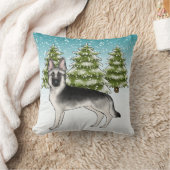 シルバーセーブルドイツシェパード雪の冬の森 クッション (ブランケット)