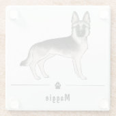 シルバーセーブルドイツシェパード&ポー名前をカスタムする ガラスコースター (裏面)