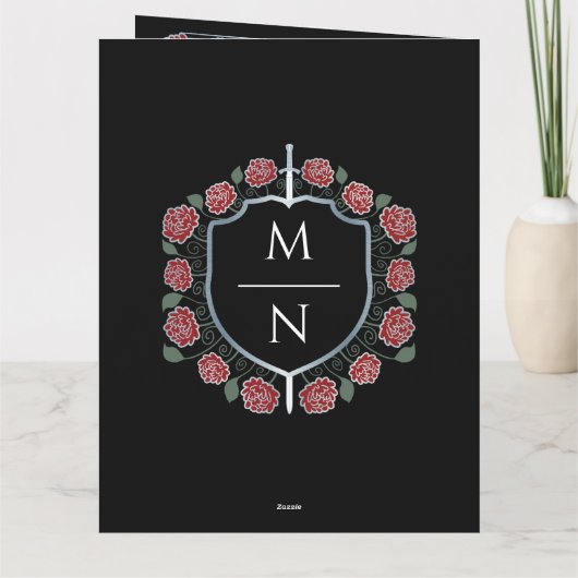 シルバーソードシールドファンタジーモノグラム結婚ズ サンキューカード (裏面)