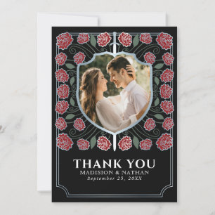 シルバーソードシールド中世ファンタジー結婚ズ サンキューカード