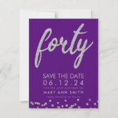 シルバータイプ40歳救生日紙吹雪 招待状 (正面)