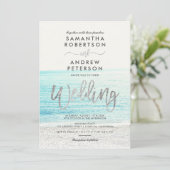 シルバータイポグラフィビーチ結婚写真 招待状 (スタンド正面)