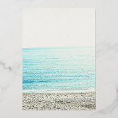 シルバータイポグラフィビーチ結婚写真 箔招待状