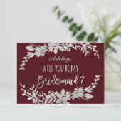 シルバータイポグラフィフローラ海軍は私の花嫁のメイド 招待状 (スタンド正面)