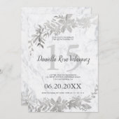 シルバータイポグラフィフローラ白大理石キンセアニェラ 招待状 (正面/裏面)